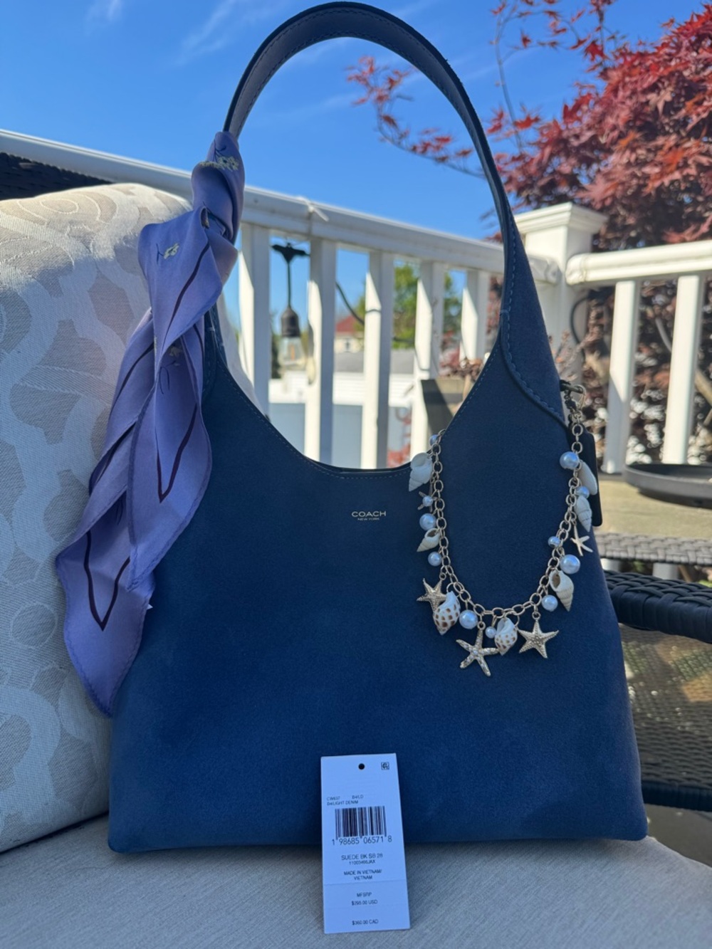 Coach Brooklyn 28 Denim Blue Suede Hobo Shoulder Bag! NWT and original packaging